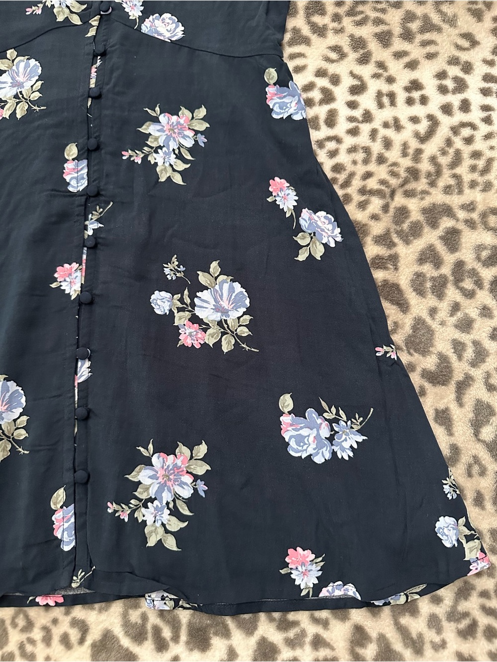 Abercrombie & Fitch Button Front V-Neck Cami Strap Mini Sundress Blue Floral S - Picture 6 of 17